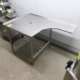 stainless table, custom shape, w/ drain hole