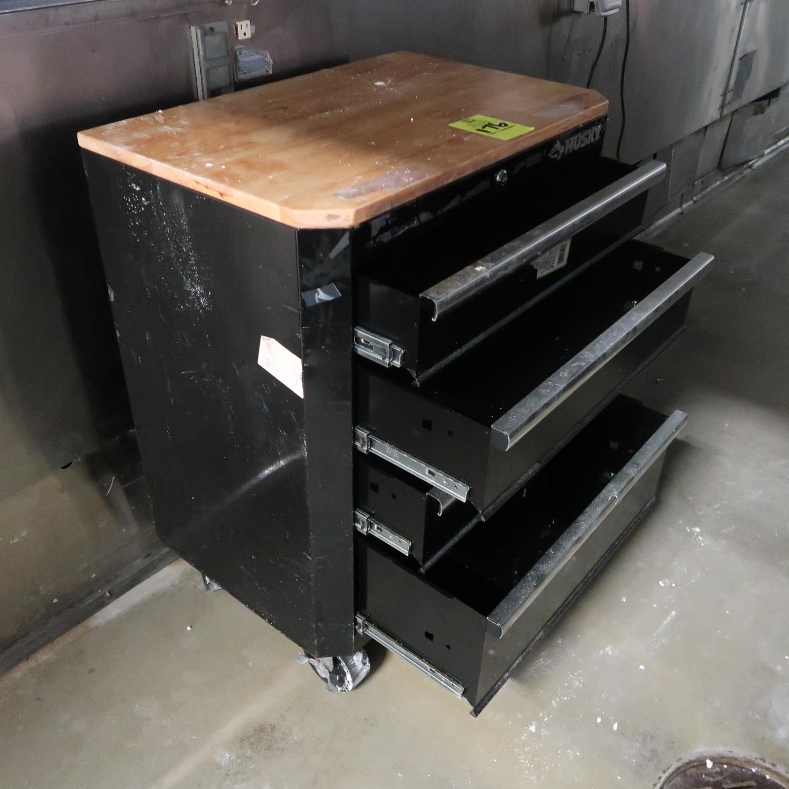Husky tool cabinet, on casters
