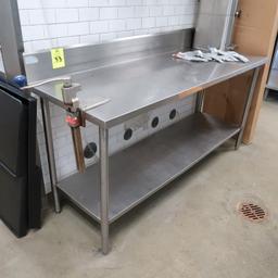 stainless table w/ backsplash, undershelf, & can opener