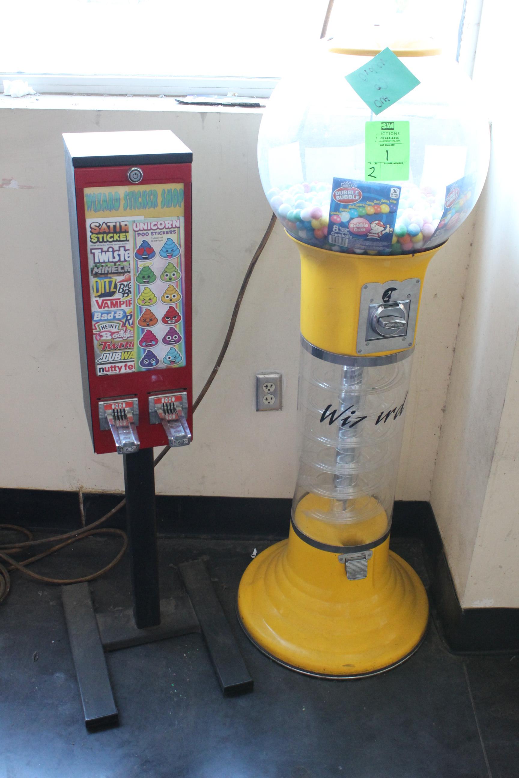 Gumball And Sticker Coin-Operated Vending Machines