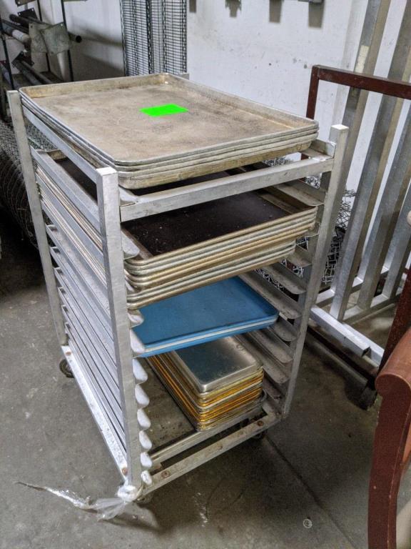 Cart with sheet pans and trays