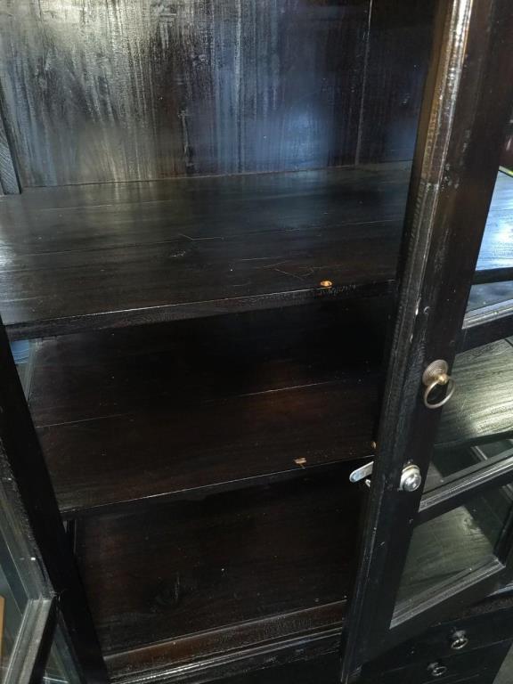 Wood china cabinet with glass doors