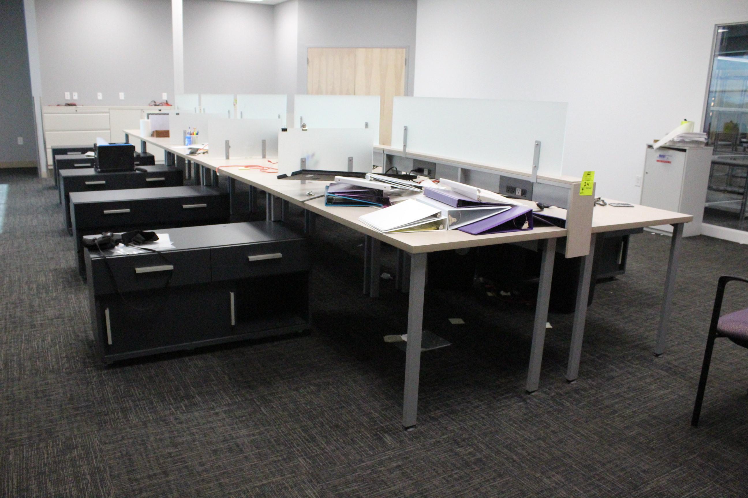 Run Of Desks W/ File Cabinets