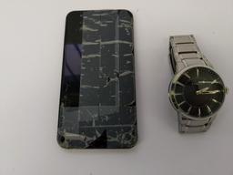 Fossil watch and LG cell phone (damaged)