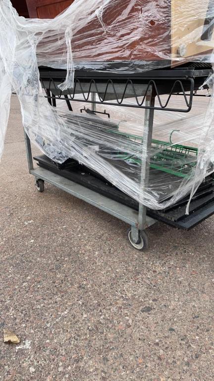 2 tier cart with produce merchandising items