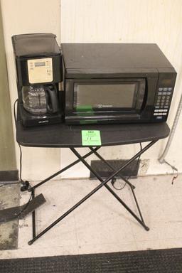 Folding Table W/ Mr. Coffee And Westinghouse Microwave