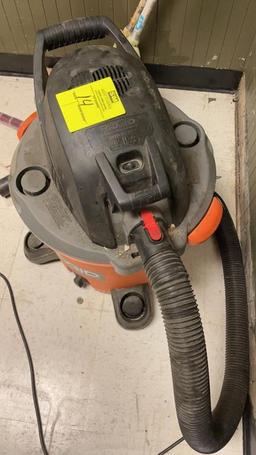 Ridgid Shop Vac and 2 Brooms