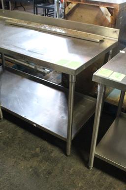 L-Shaped Stainless Steel Table W/ Backsplash