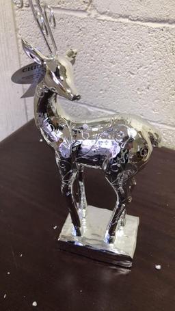 14” Silver Deer Statues