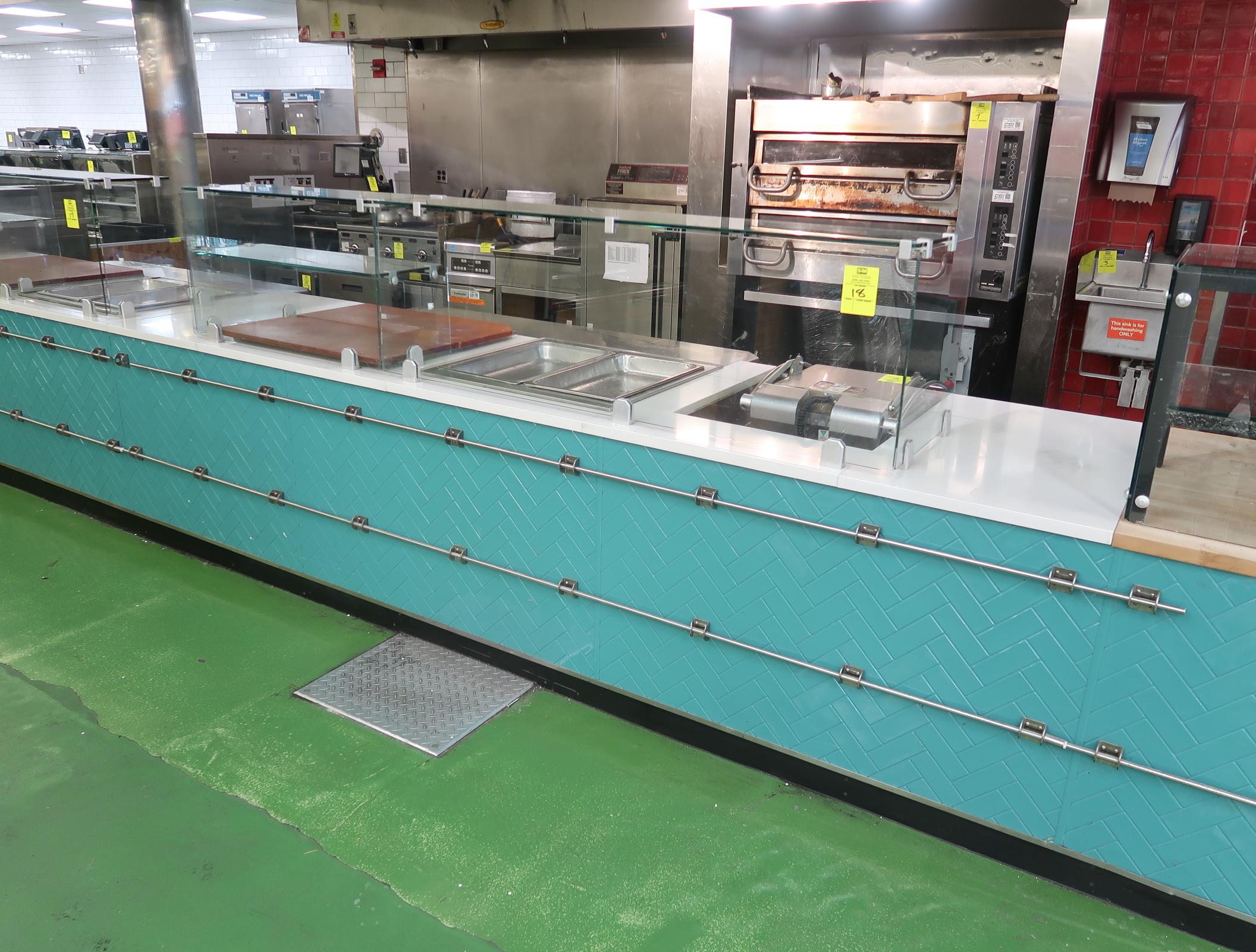 service counter w/ reach-guards, refrigerated storage & 2-pan steam table