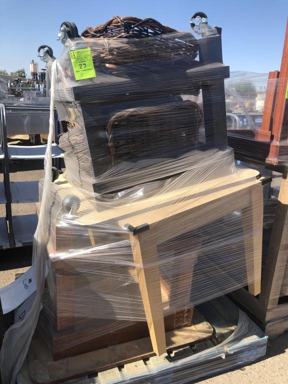 Wooden Merchandising Tables And Baskets