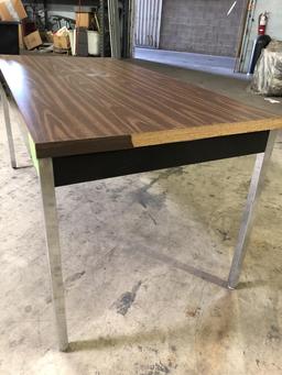 Metal Framed Wood Top Table