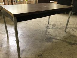 Metal Framed Wood Top Table