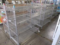 wire shelving carts, on casters