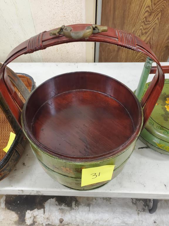 Antique Cypress Wood Basket circa 1901