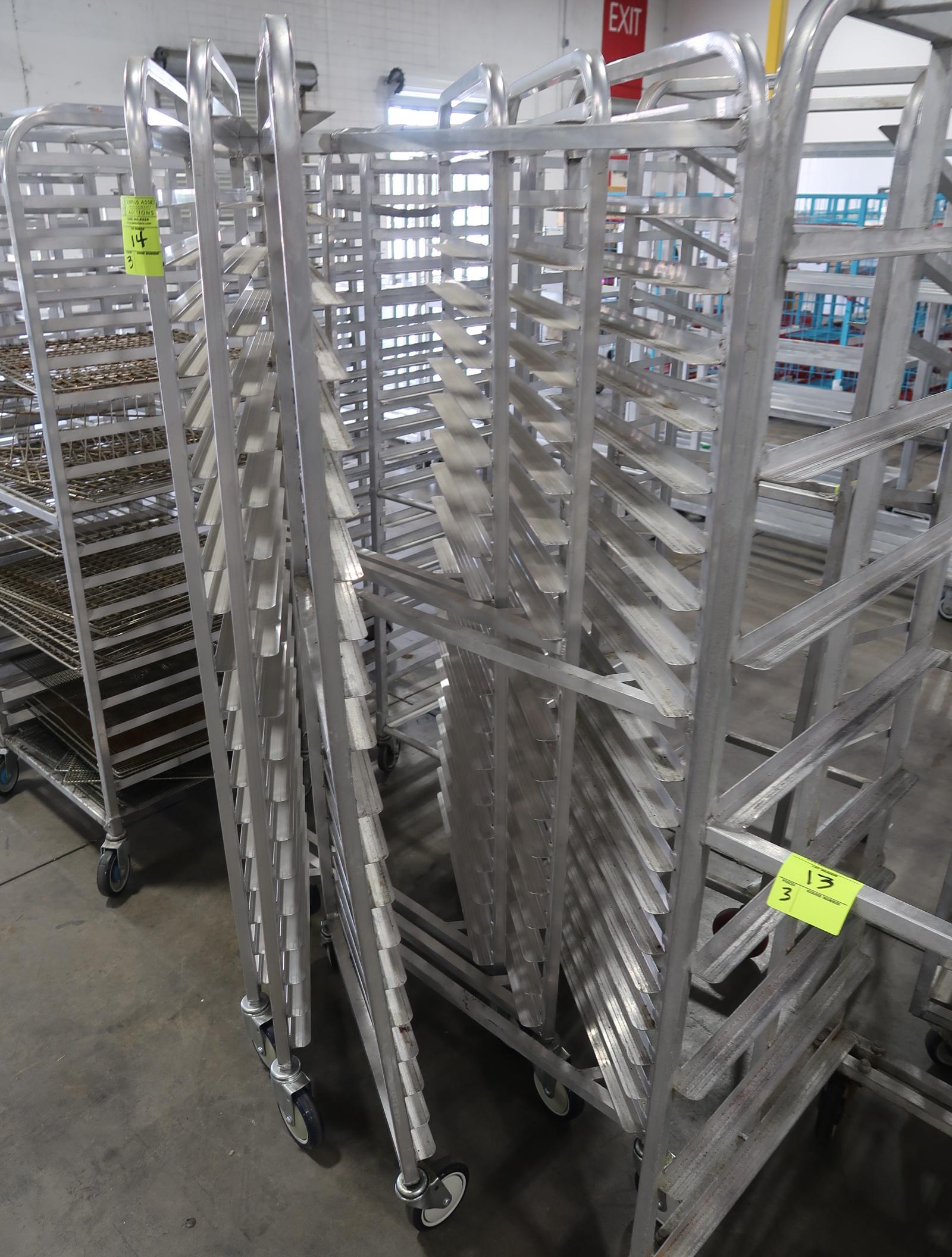aluminum sheet pan Z-racks w/ sheet pans, on casters