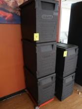 Cambro catering transport cabinets, styrofoam, on cart