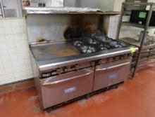 Royal 6-burner stove w/ griddle, 2) ovens, & overshelf