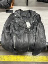 Corbani Women's Black Mid Length Asymmetrical Lambskin Leather Jacket XS