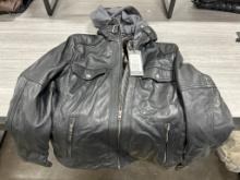 Corbani Men's Leather Vintage Bomber Jacket W/ Hood S
