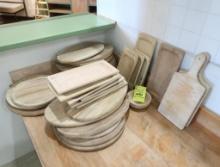 assortment of wooden plates & platters