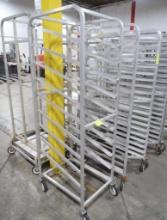 aluminum sheet pan rack w/ angled shelves, on casters