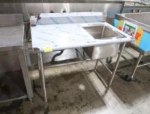stainless table w/ single compartment sink, new