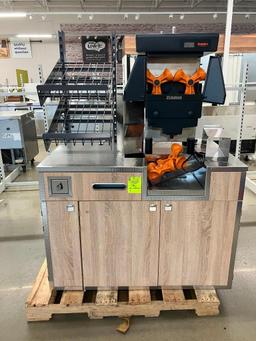 Zumo orange juicer w/merchandising cabinet, new in crate