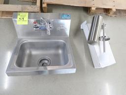 stainless hand sink & toilet brush