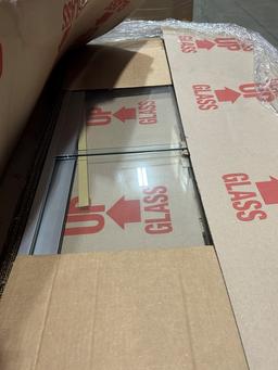 Pallet Of Lozier 48in x 26in Tempered Glass Door Kit And Assorted Backboard