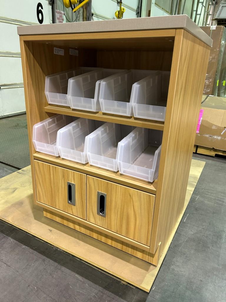 Freestanding Microwave Cabinet W/ Akro Bins