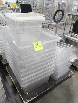 pallet of misc- plastic containers, etc