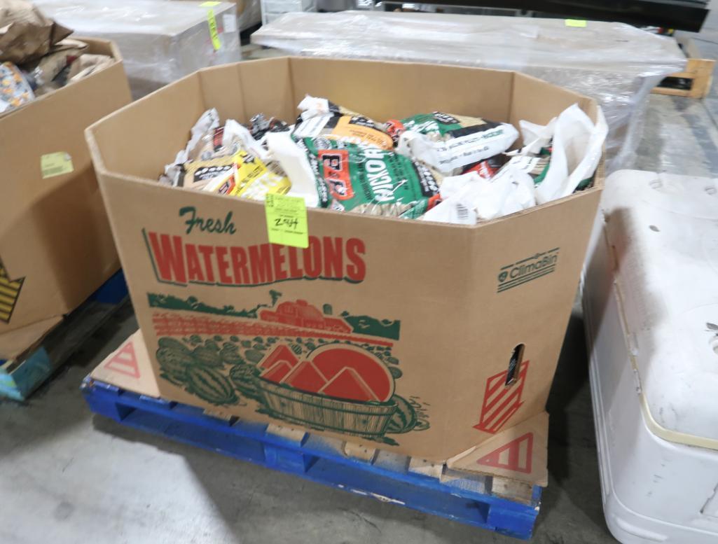 crate of hardwood grilling pellets