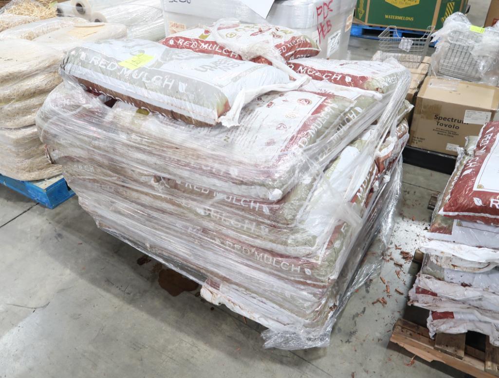 pallet of red mulch