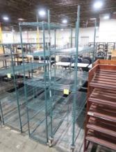 wire shelving units, epoxy coated, one on casters