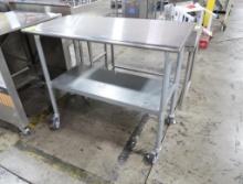 stainless table w/ undershelf, on casters