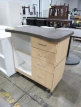 wooden demo table w/ drawers