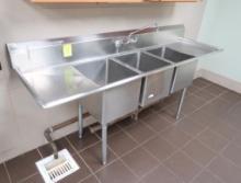 3-compartment sink w/ L & R drainboards