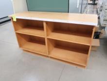 wooden merchandising shelf w/ laminate top