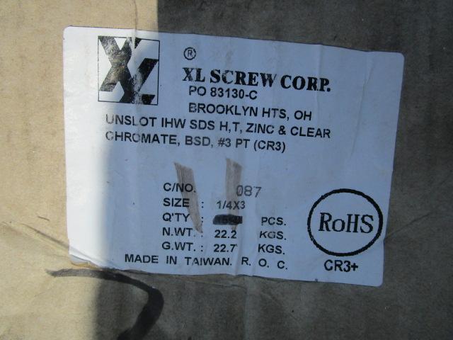 (2) Boxes of 1/4x3 Hex Self Tapping Screws