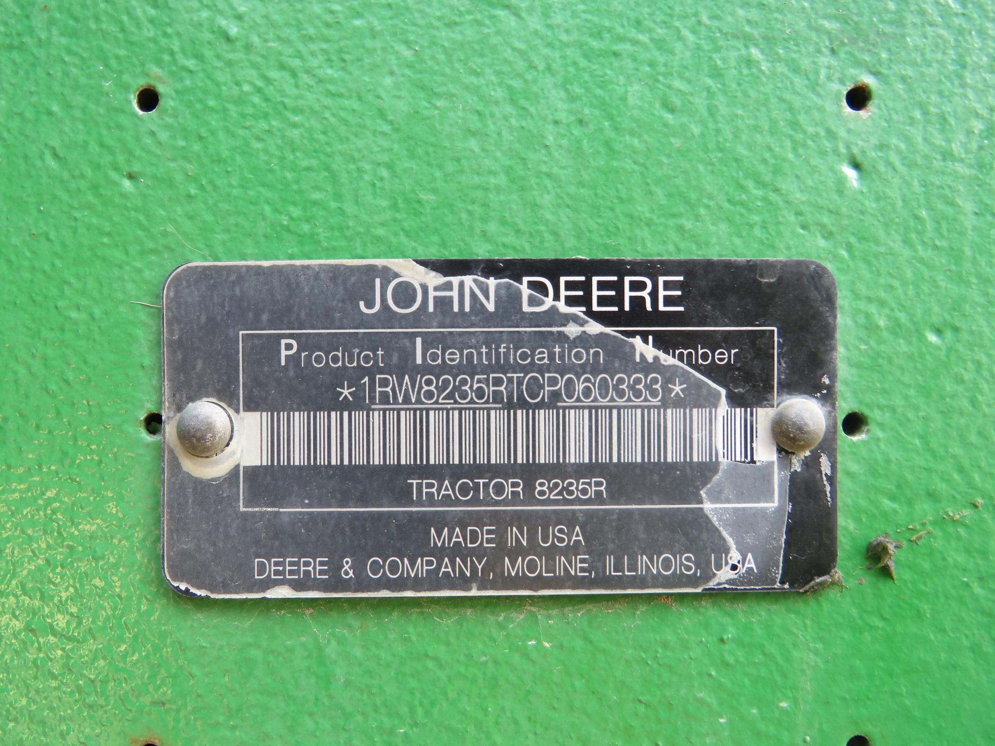 2012 JOHN DEERE 8235R TRACTOR