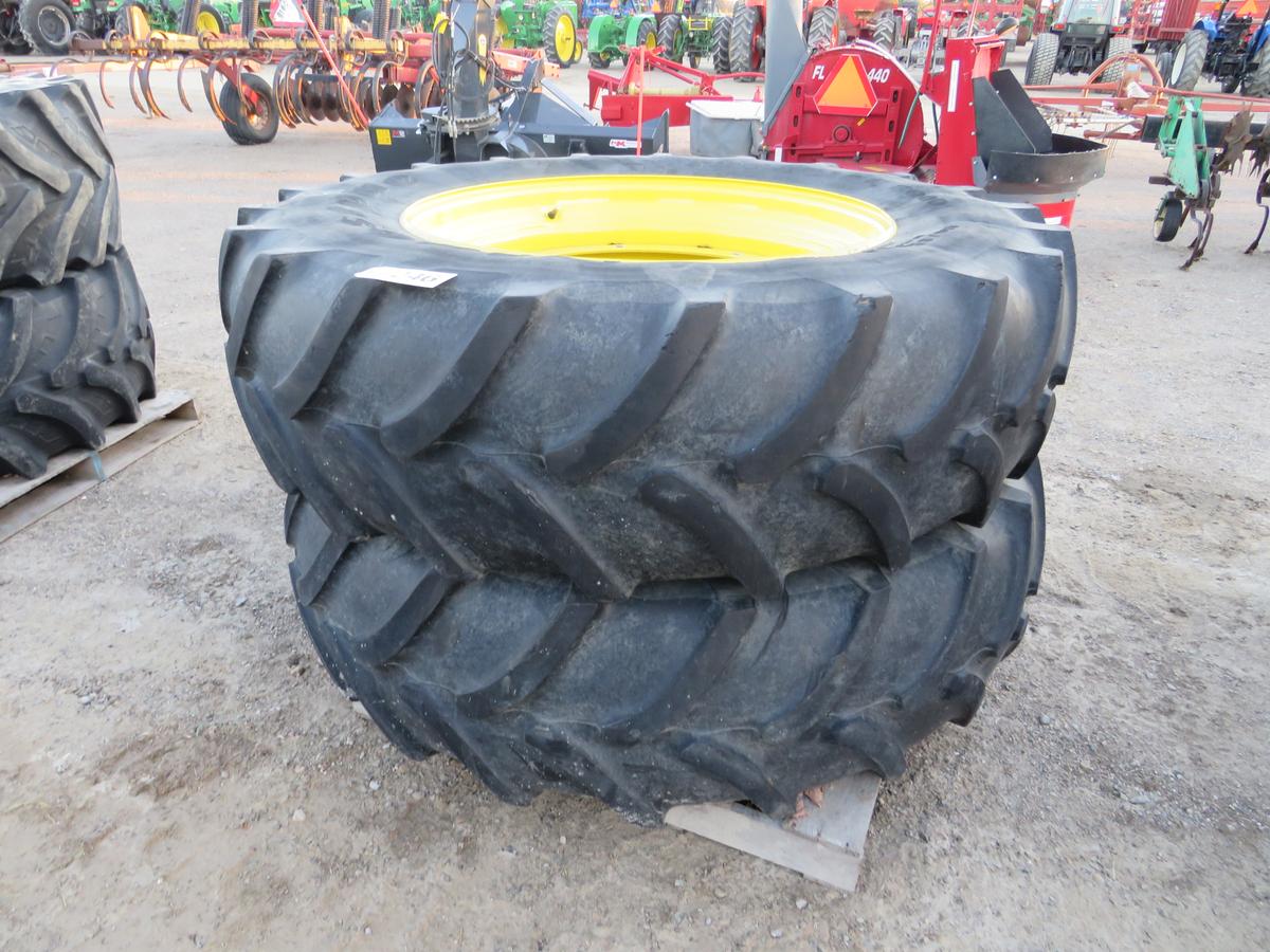 (2) 460/85R38 FIRESTONE ON JOHN DEERE STUB DISC RIMS