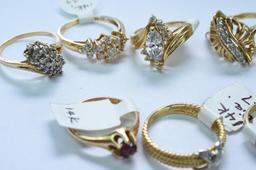 11-14KT GOLD RINGS 34GTW, $2300.00 RETAIL VALUE,