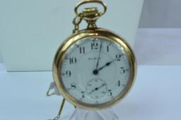 14KT GOLD CASE & 14KT GOLD FOB ELGIN POCKET WATCH