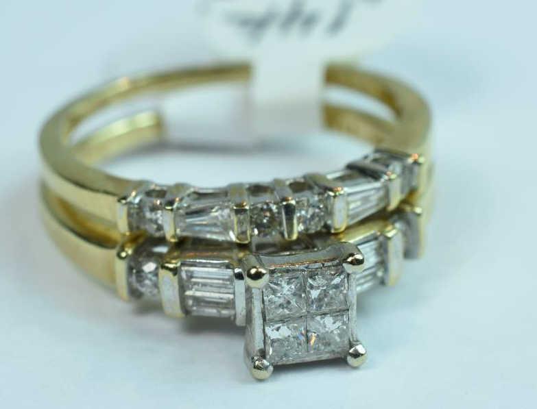 14KT GOLD & DIAMOND BRIDAL SET 4.5 GTW, $1895.00 RETAIL VALUE ,SIZE 6 1/2