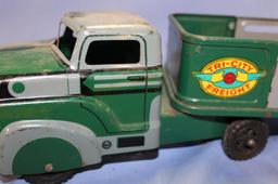 MARX TRI CITY FREIGHT TRUCK & TRAILER 19 IN LONG