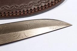 GREY WOLF DAMASCUS KNIFE WITH SHEATH