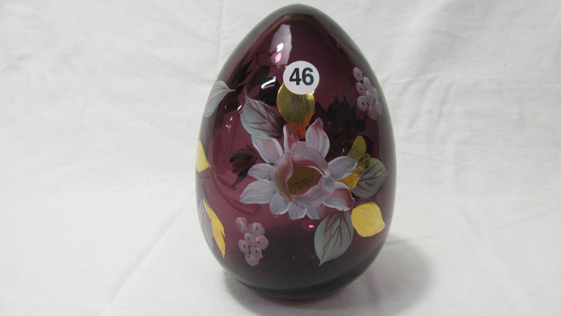 Fenton 6" purple decorated egg