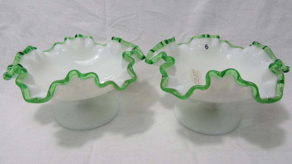 2 Fenton emerald crest compotes