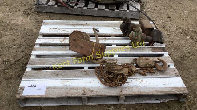 2 SPINDLES & CHAIN FALL,WINCH